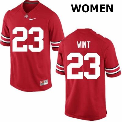 Women's Ohio State Buckeyes #23 Jahsen Wint Red Nike NCAA College Football Jersey Ventilation ALP6344HN